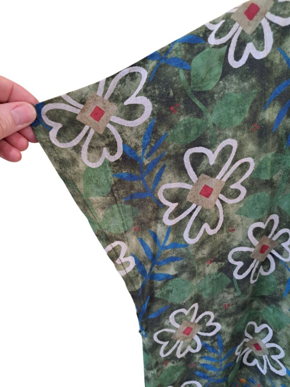 Gudrun Sjödén Organic Cotton Green Floral Tunic Dress Embroidered Size Medium - Picture 3 of 16